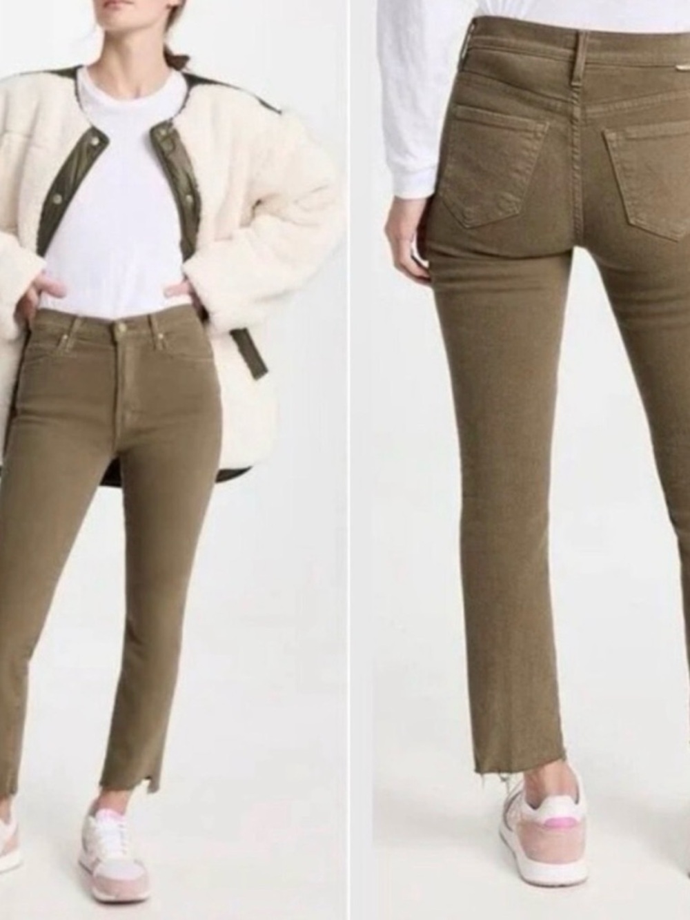 MOTHER Rascal Ankle Fray High-Waisted Straight Jeans Granola Preppy - Picture 2 of 10